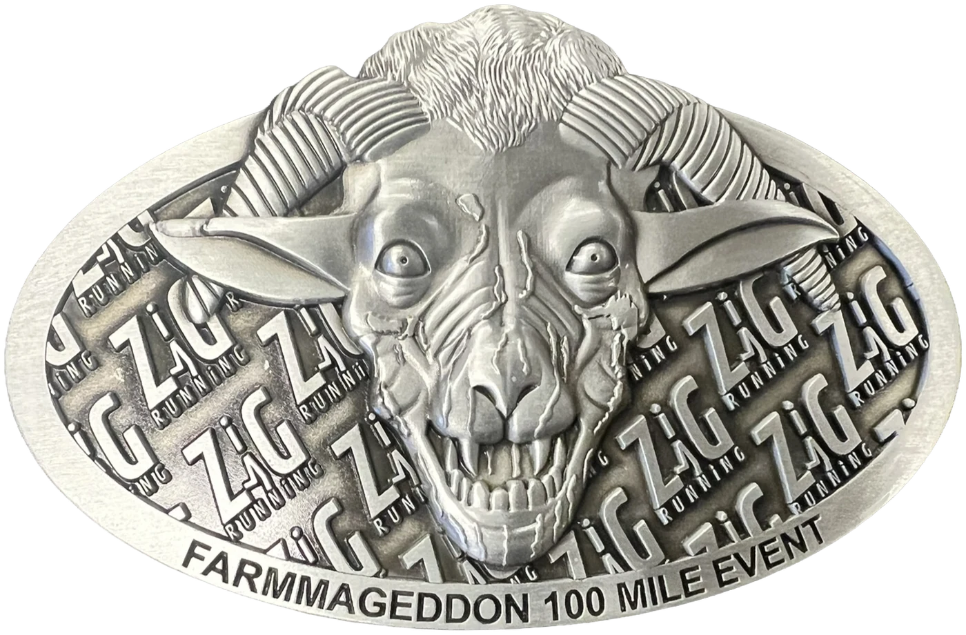Custom belt buckle, front view