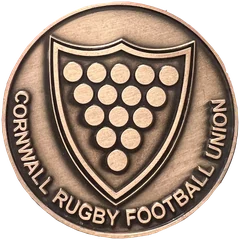 Bespoke bronze coin for Cornwall Rugby Football Union with a shield crest