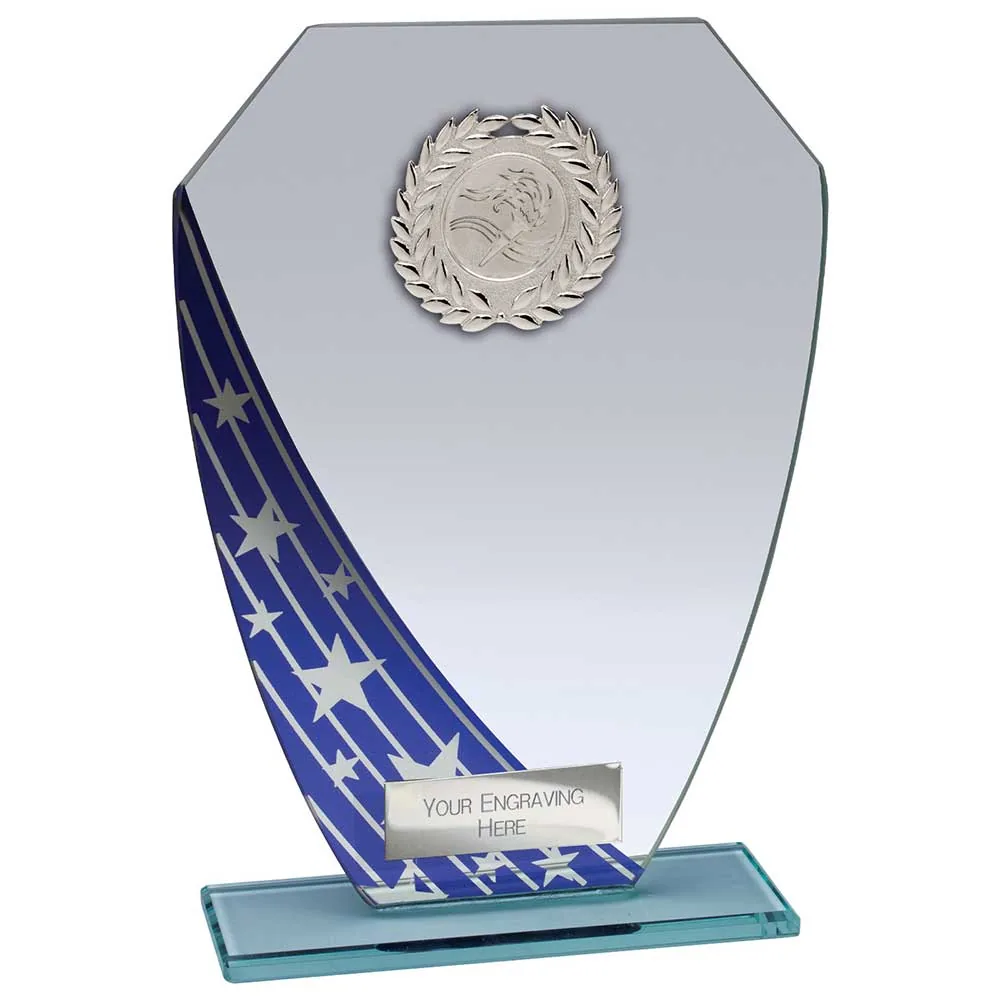 Starlight Hex Jade Glass Award Blue CR24590B