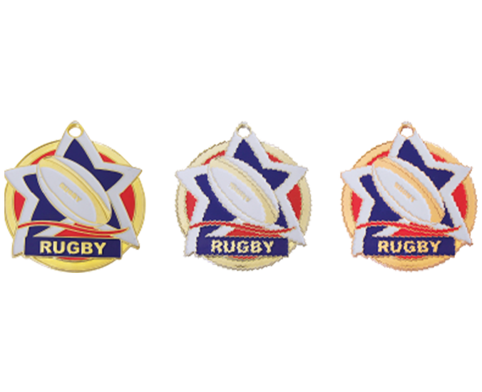 RUGBY 5 - Engravable Metal Medals - Rugby Medals