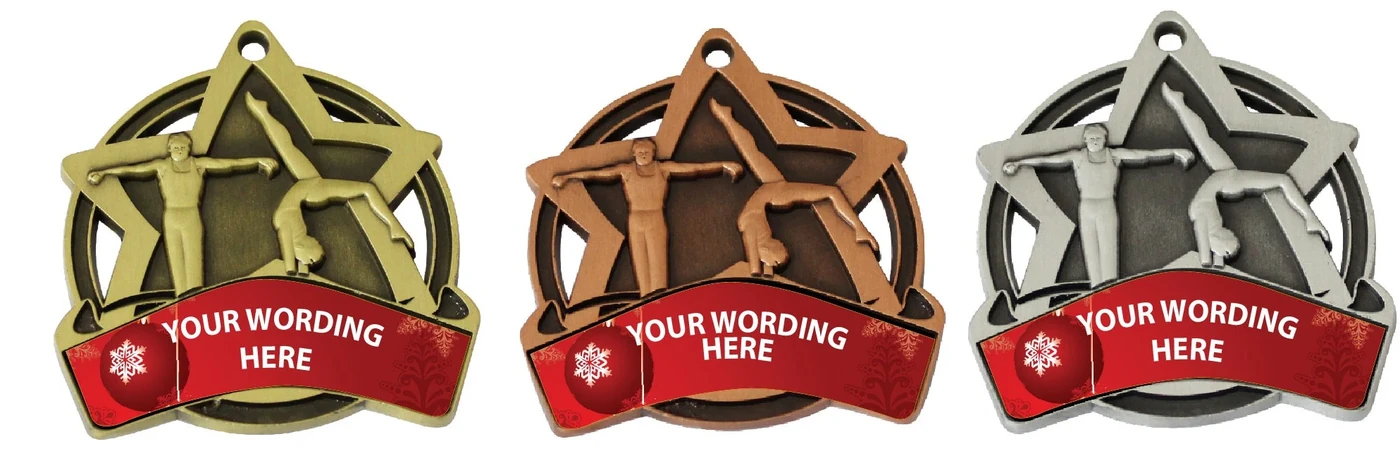 GYM X7 - Gymnastics Christmas Medals - Seasonal Gymnastics Medals