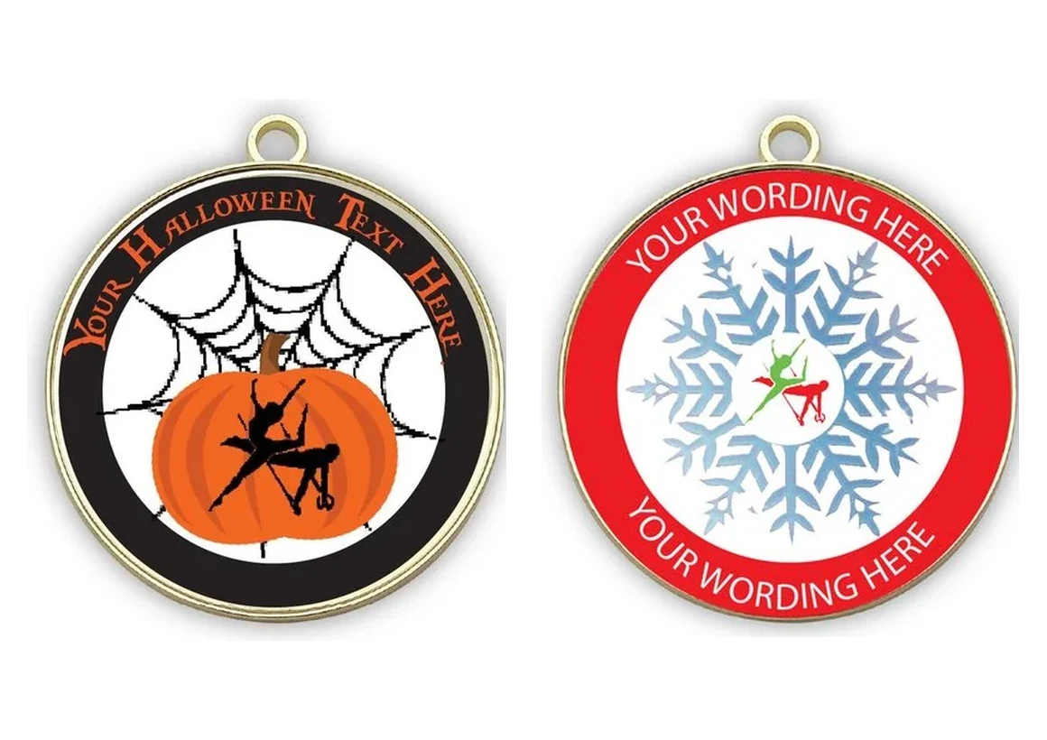 Gymnastics seasonal medals - Halloween and Christmas designs