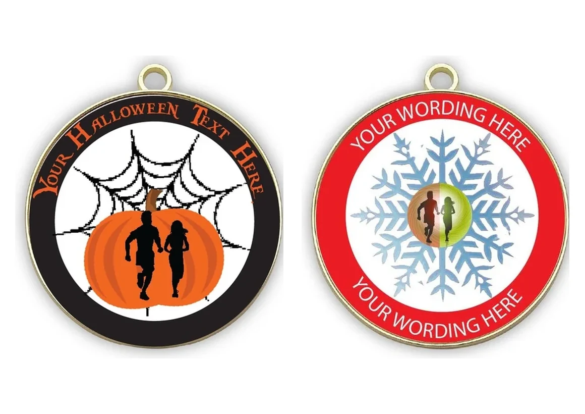 Running seasonal medals - Halloween and Christmas designs