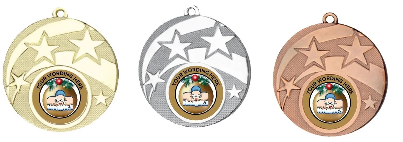 Swim X3 - Swimming Christmas Medals - Seasonal Swimming Medals