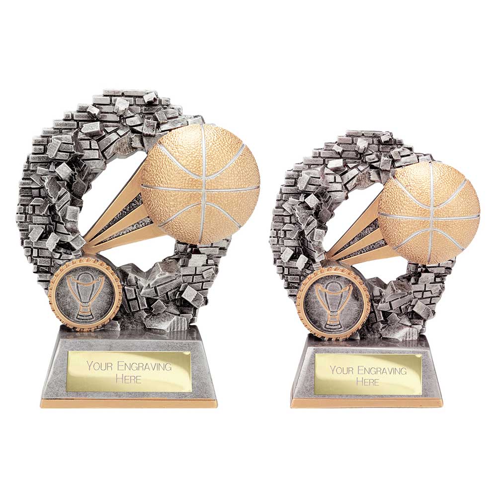 Blast Out Basketball Award Antique Silver & Gold