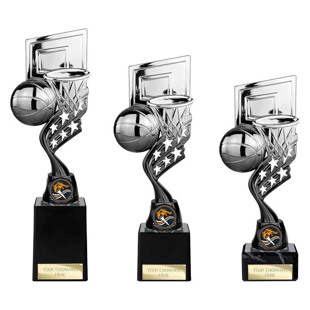 Innov8 Basketball Plastic Trophy Silver & Black