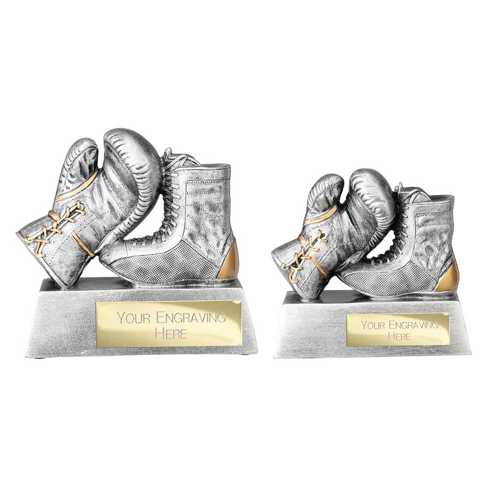 Power Boxing Resin Award Antique Silver