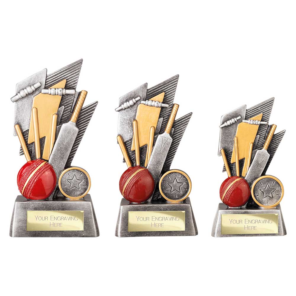 Strike Bolt Cricket Award Antique Silver & Gold
