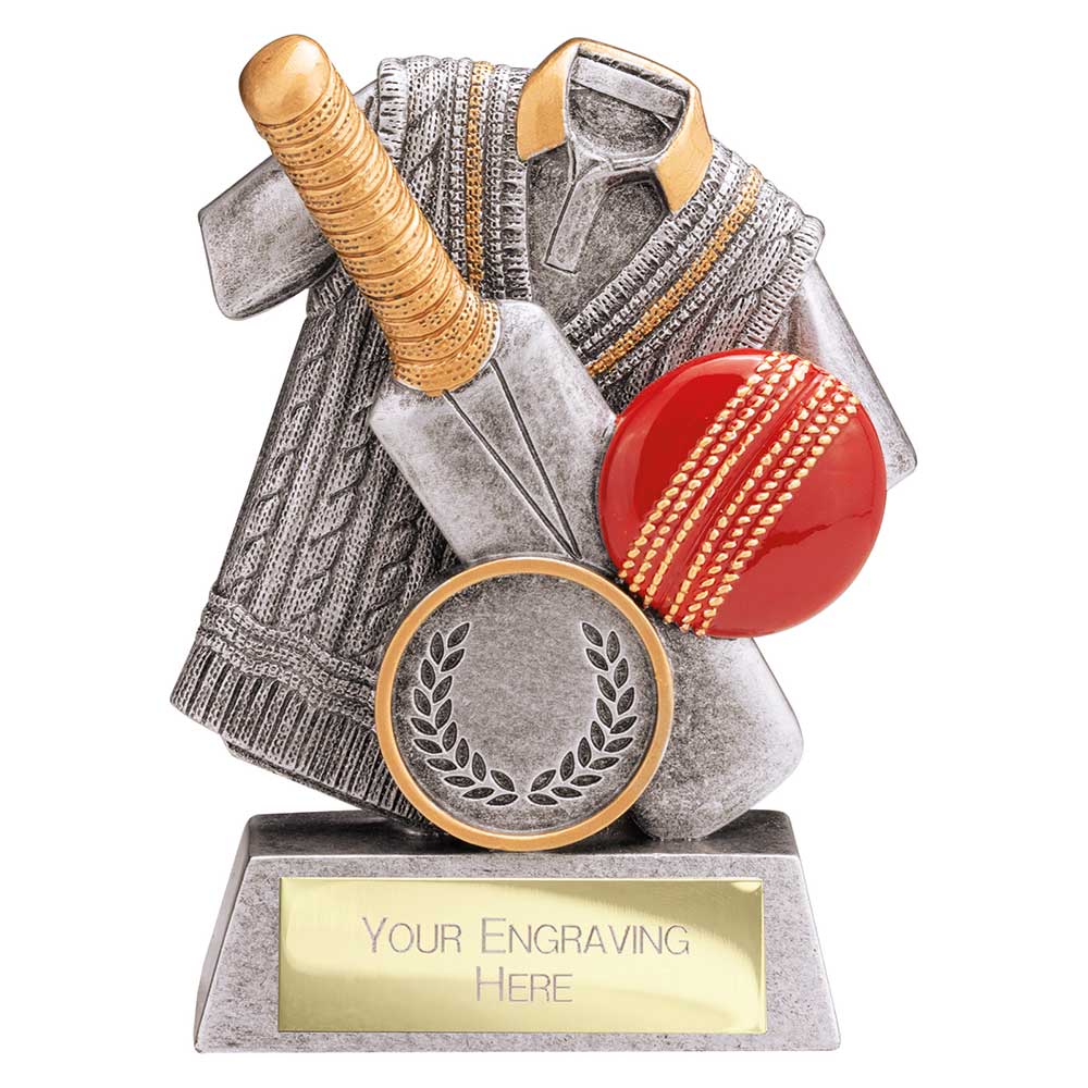 Spirit Cricket Resin Award Antique Silver & Gold