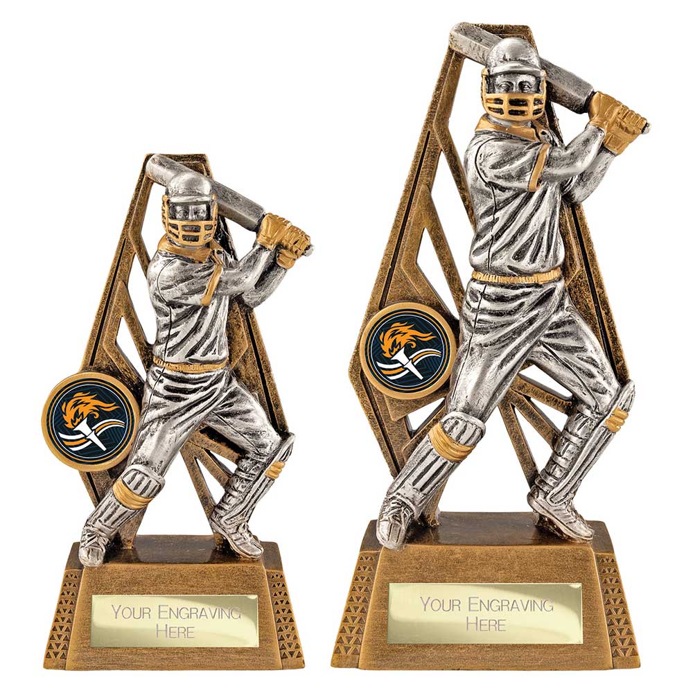 Immense Cricket Batsman Award Antique Gold & Silver