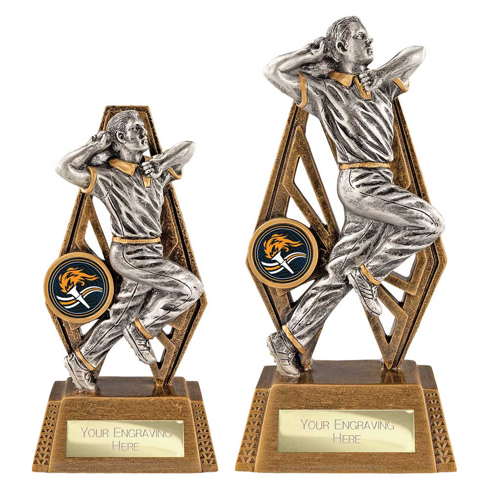 Immense Cricket Bowler Award Antique Gold & Silver
