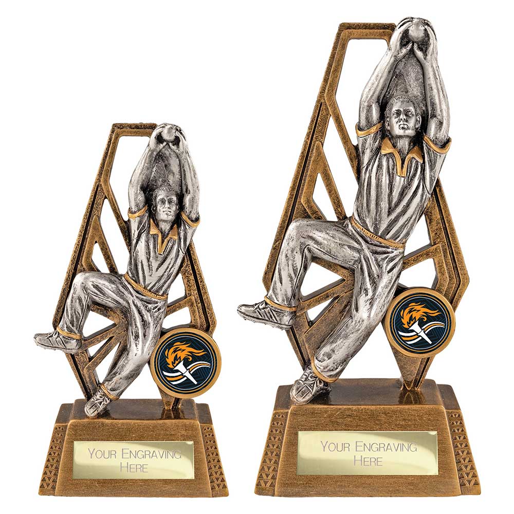 Immense Cricket Fielder Award Antique Gold & Silver
