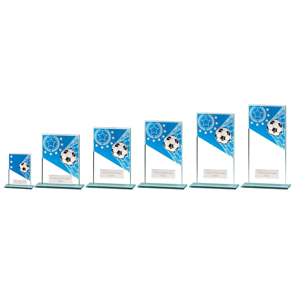 Mustang Football Blue Jade Glass Award