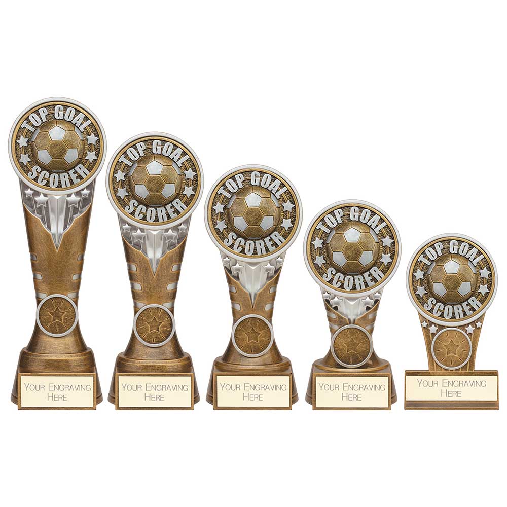 Ikon Tower Top Goal Scorer Plaque Award Antique Silver & Gold