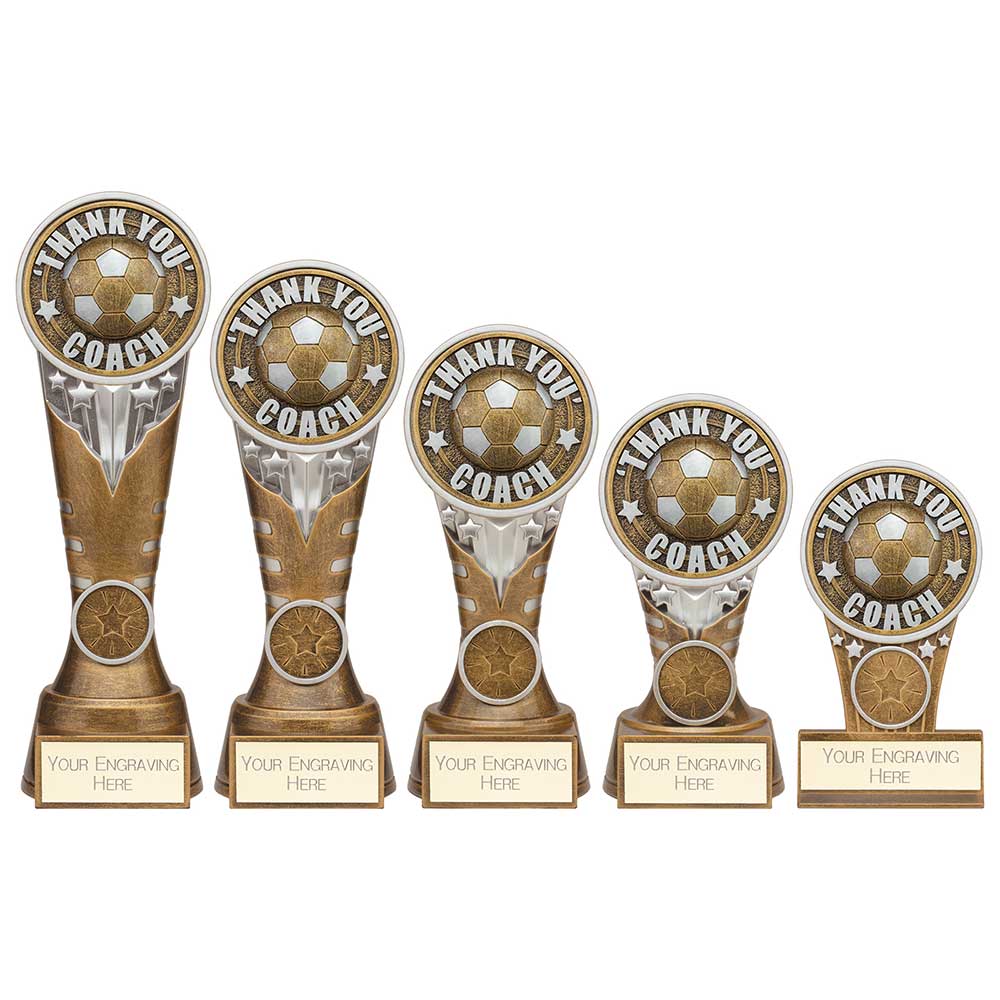 Ikon Tower Thank you Coach Plaque Award Antique Silver & Gold