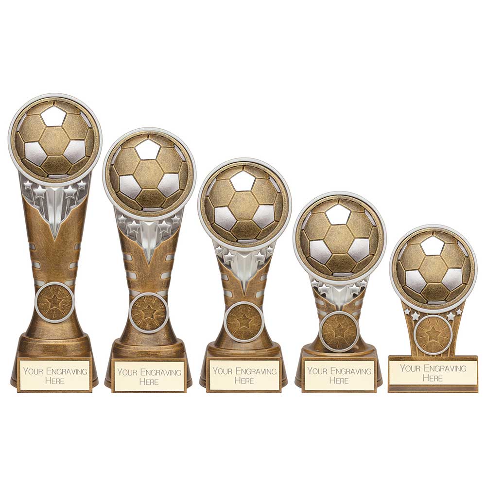 Ikon Tower Football Plaque Award Antique Silver & Gold