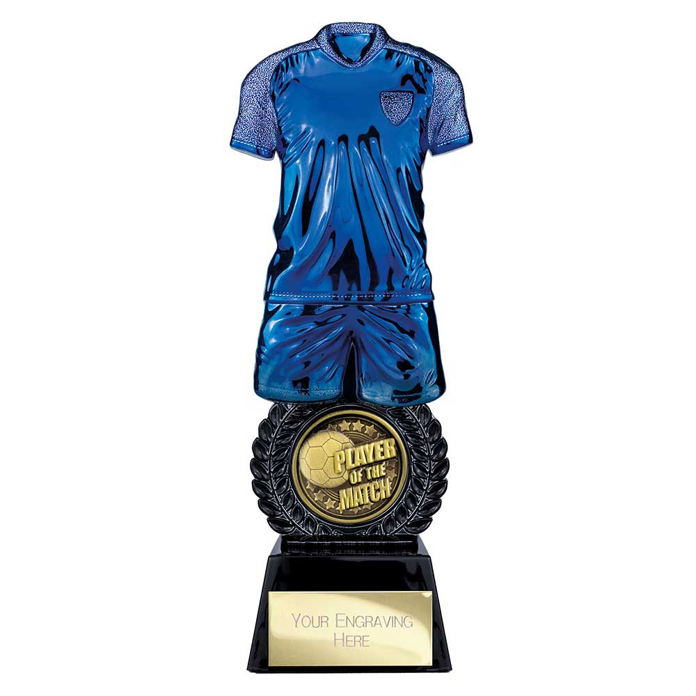 Intensity Football Player of Match Award Blue & Carbon Black