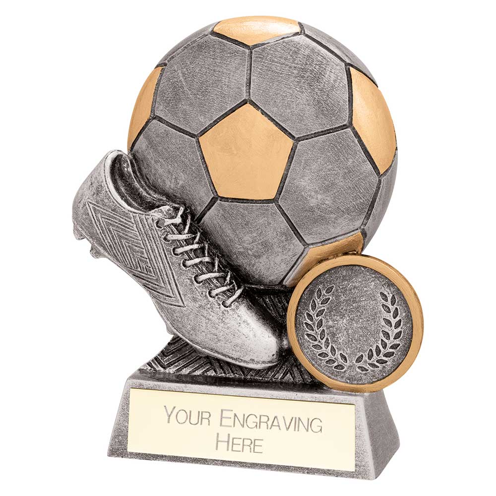 Exodus Football Boot & Ball Award Antique Gold & Silver
