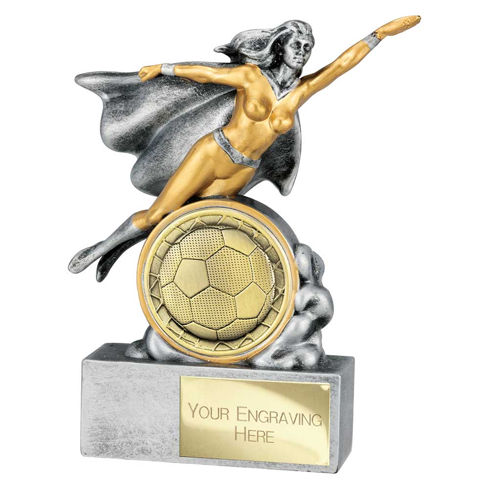 Hero Female Football Award Antique Silver