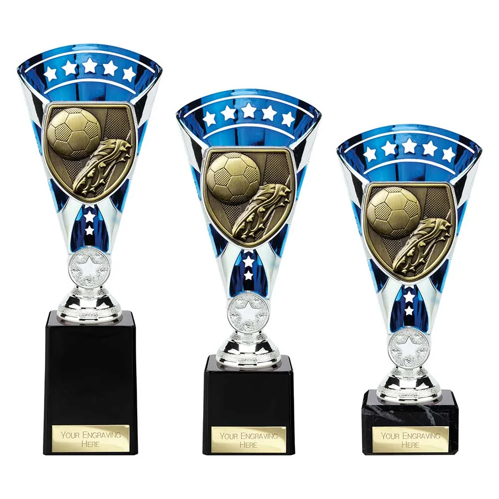 Cobra Star Cup Football Boot & Ball Silver & Blue