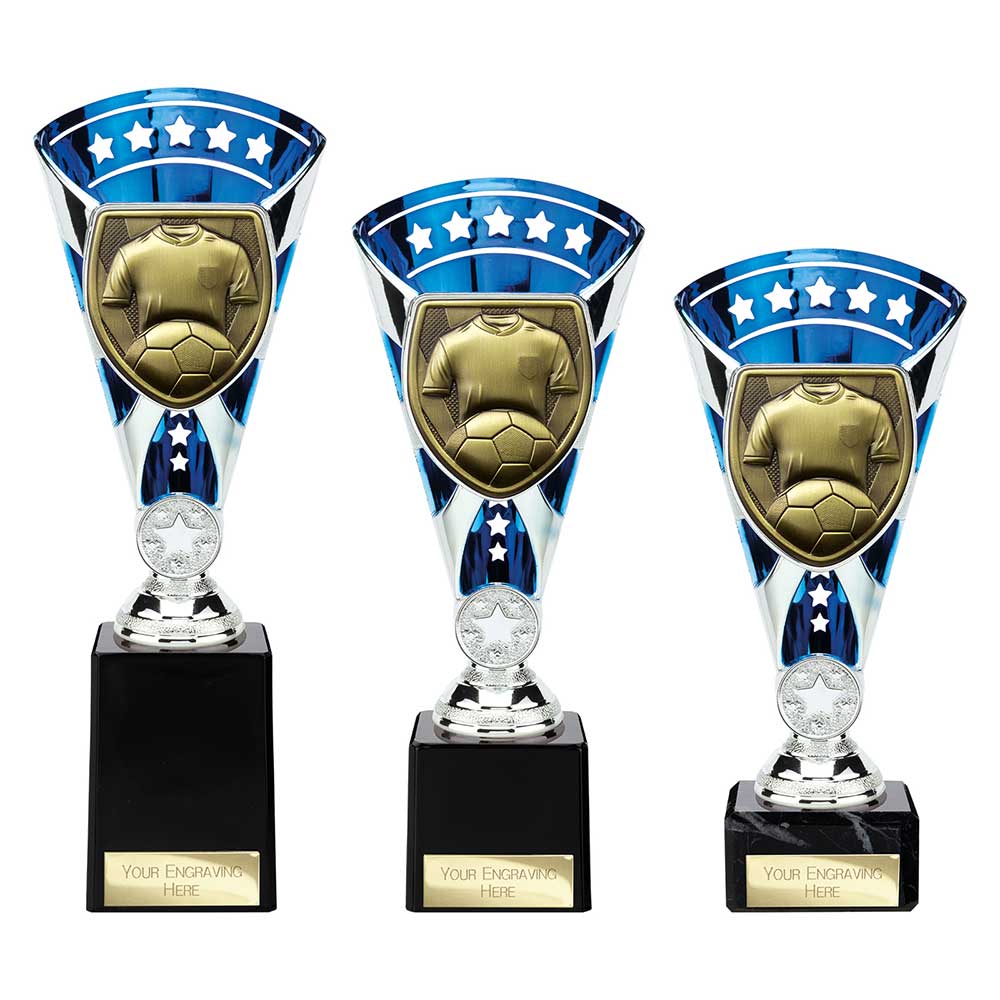 Cobra Star Cup Football Shirt & Ball Silver & Blue