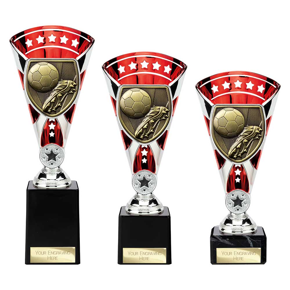 Cobra Star Cup Football Boot & Ball Silver & Red