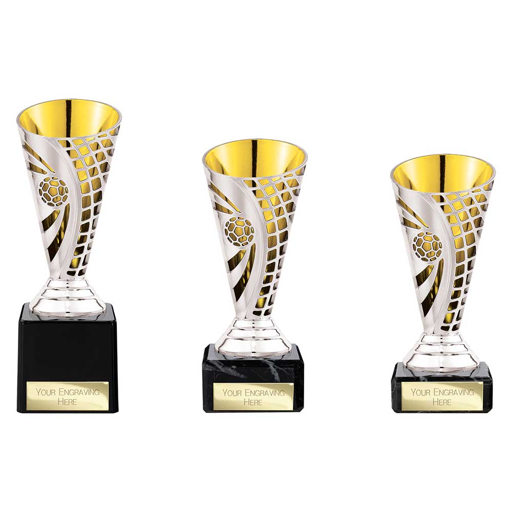 Defender Football Trophy Cup Silver & Gold