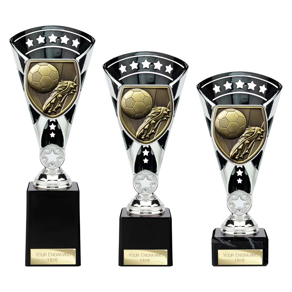 Cobra Star Cup Football Boot & Ball Silver & Black