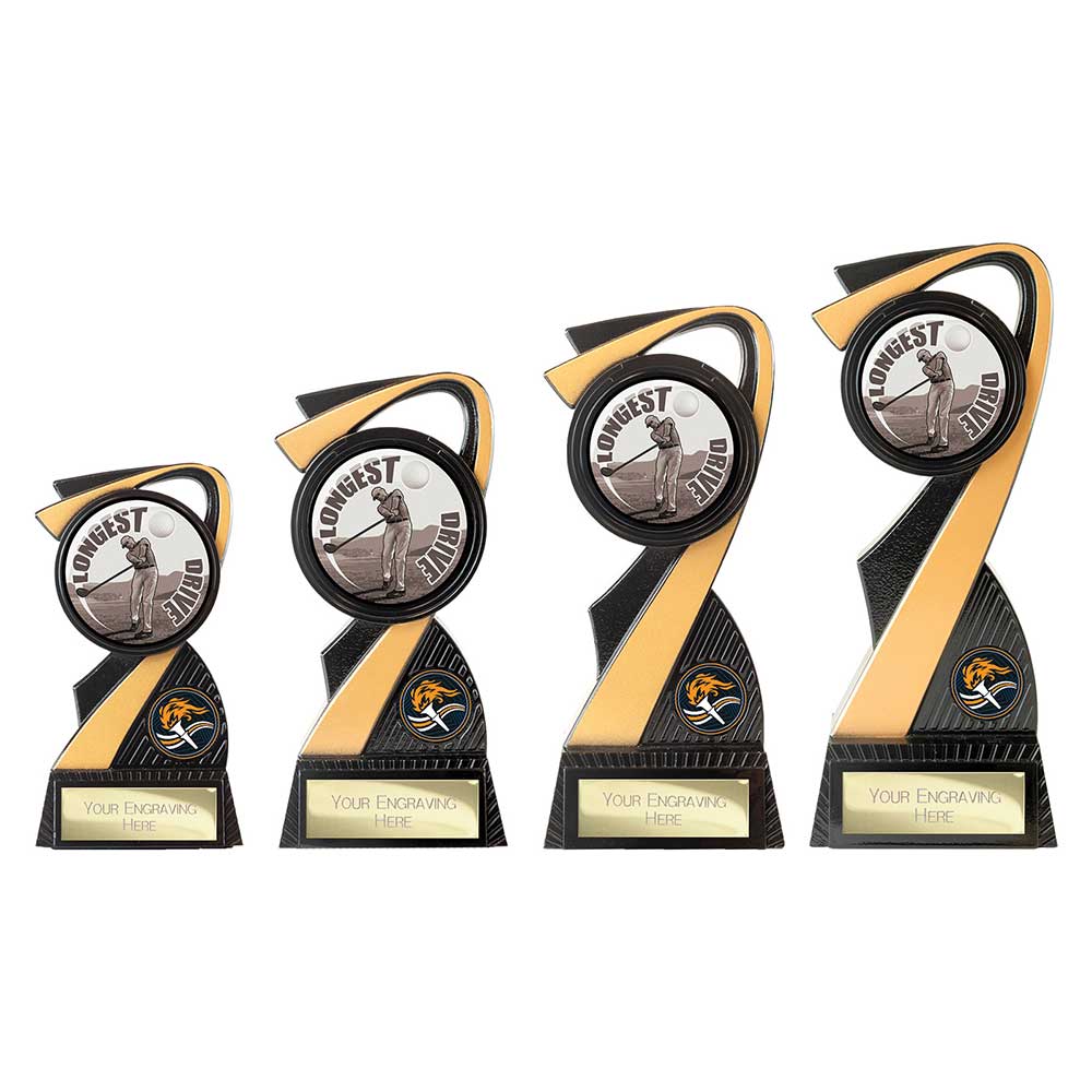 Mania Tower Golf Longest Drive Award Carbon Black & Gold