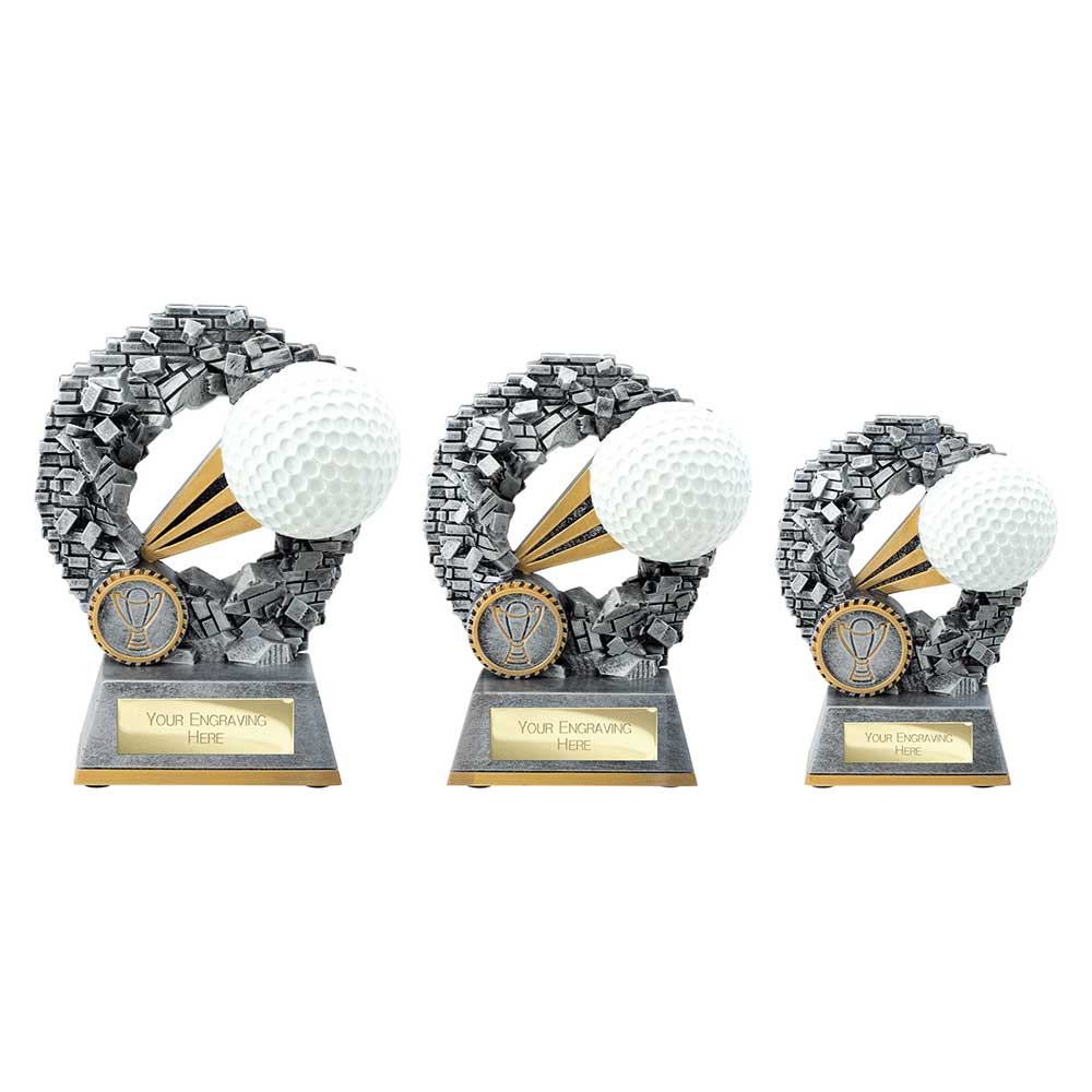 Blast Out Golf Ball Resin Award Antique Silver