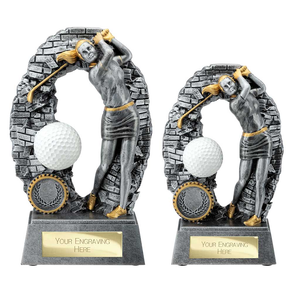 Blast Out Golf Female Resin Award Antique Silver