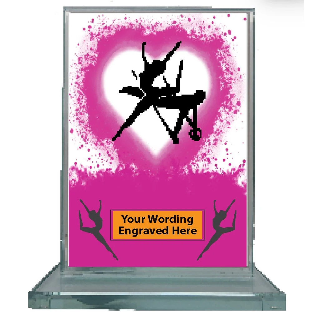 Gymnastics Heart Glass Award - Pink