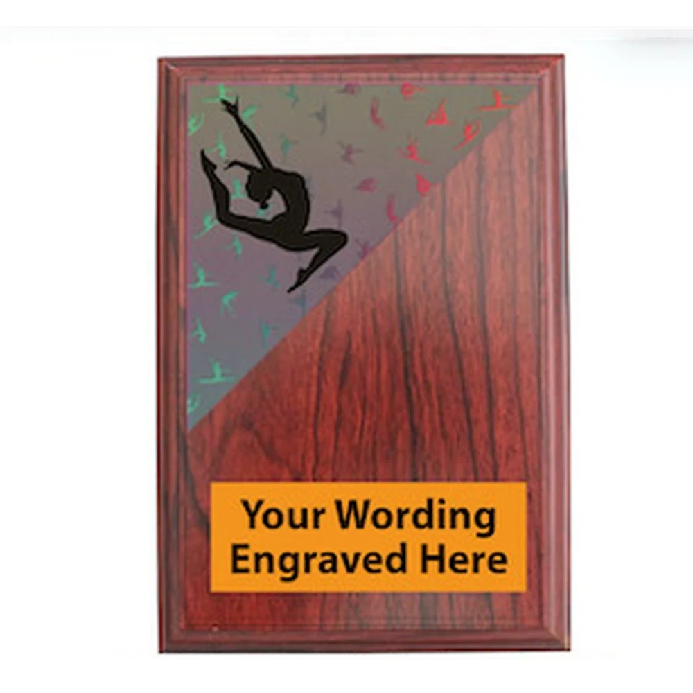 Gymnastics Shield Award - Wood Effect Red