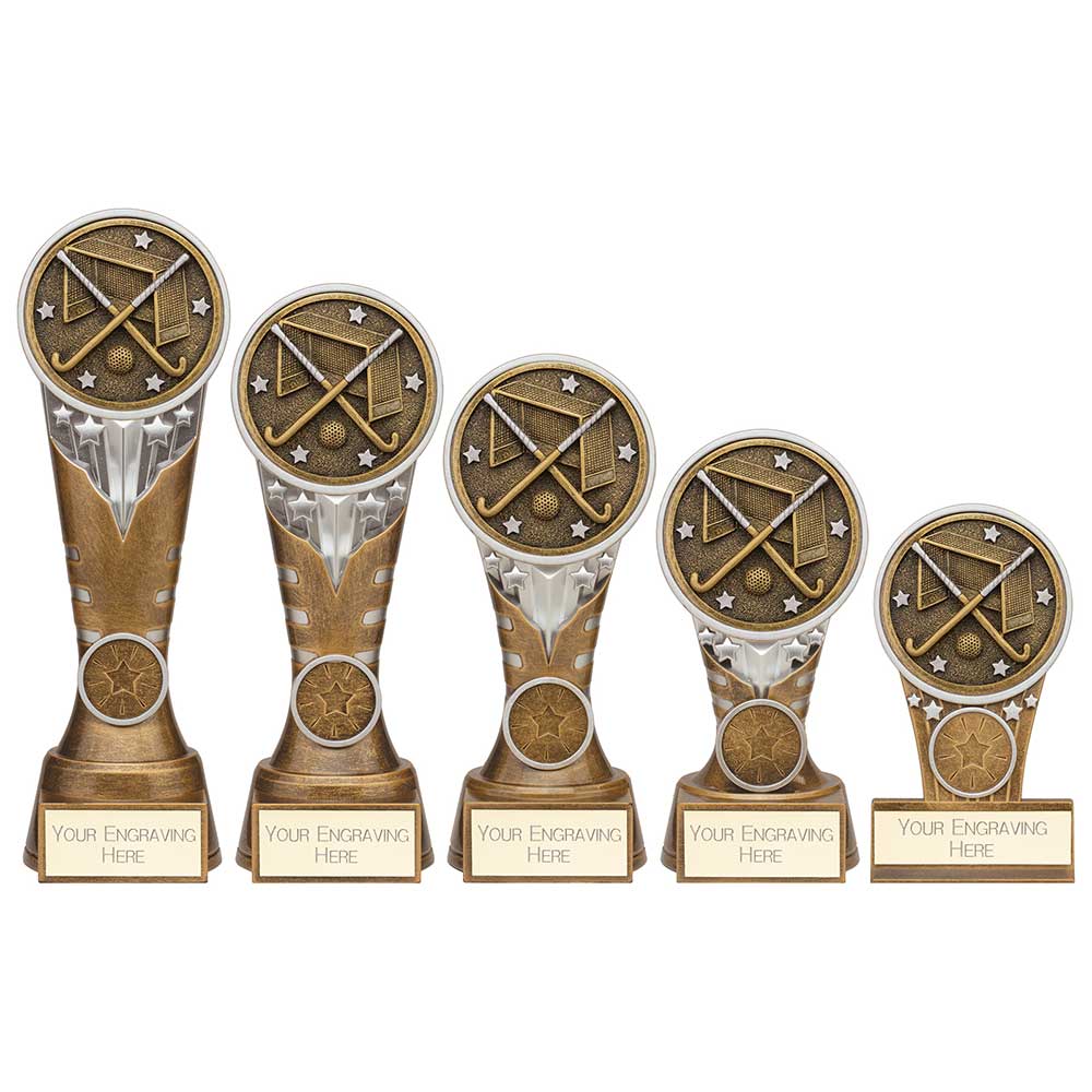 Ikon Tower Hockey Plaque Award Antique Silver & Gold