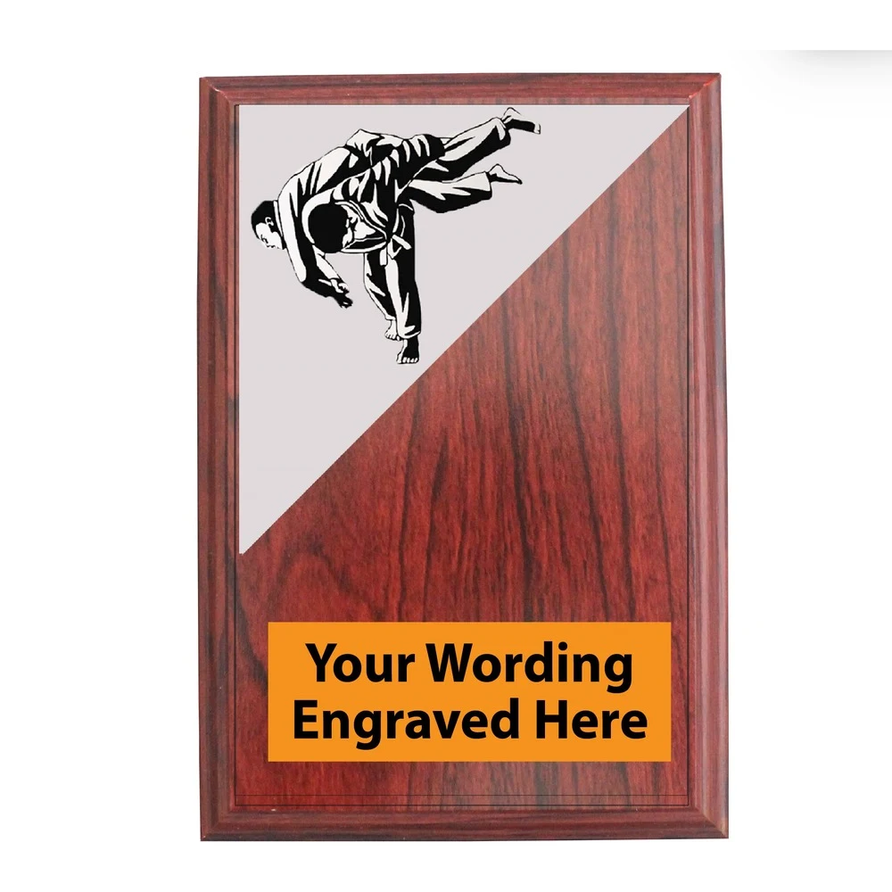 Judo Shield Award - Wood Effect Grey