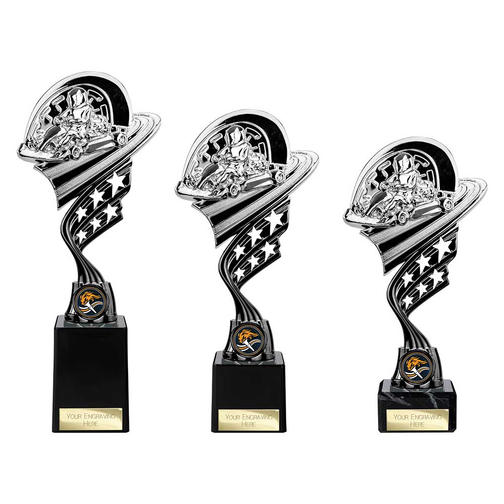 Innov8 Go Kart Plastic Trophy Silver & Black