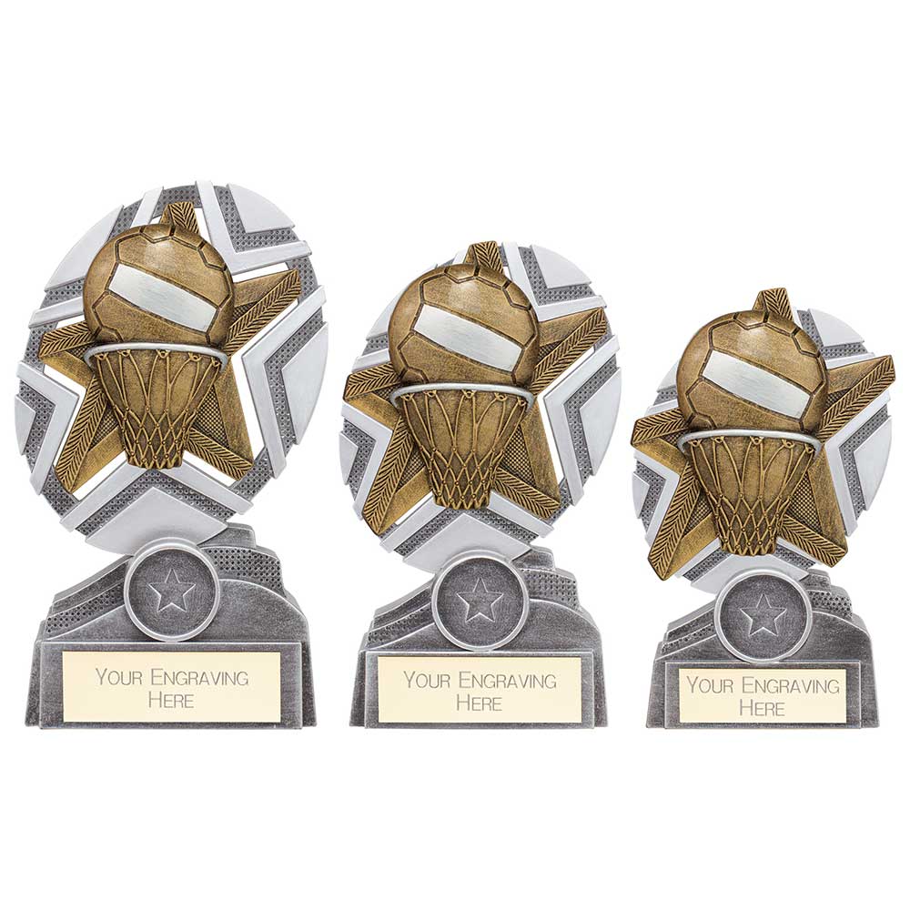 The Stars Netball Plaque Award Silver & Gold