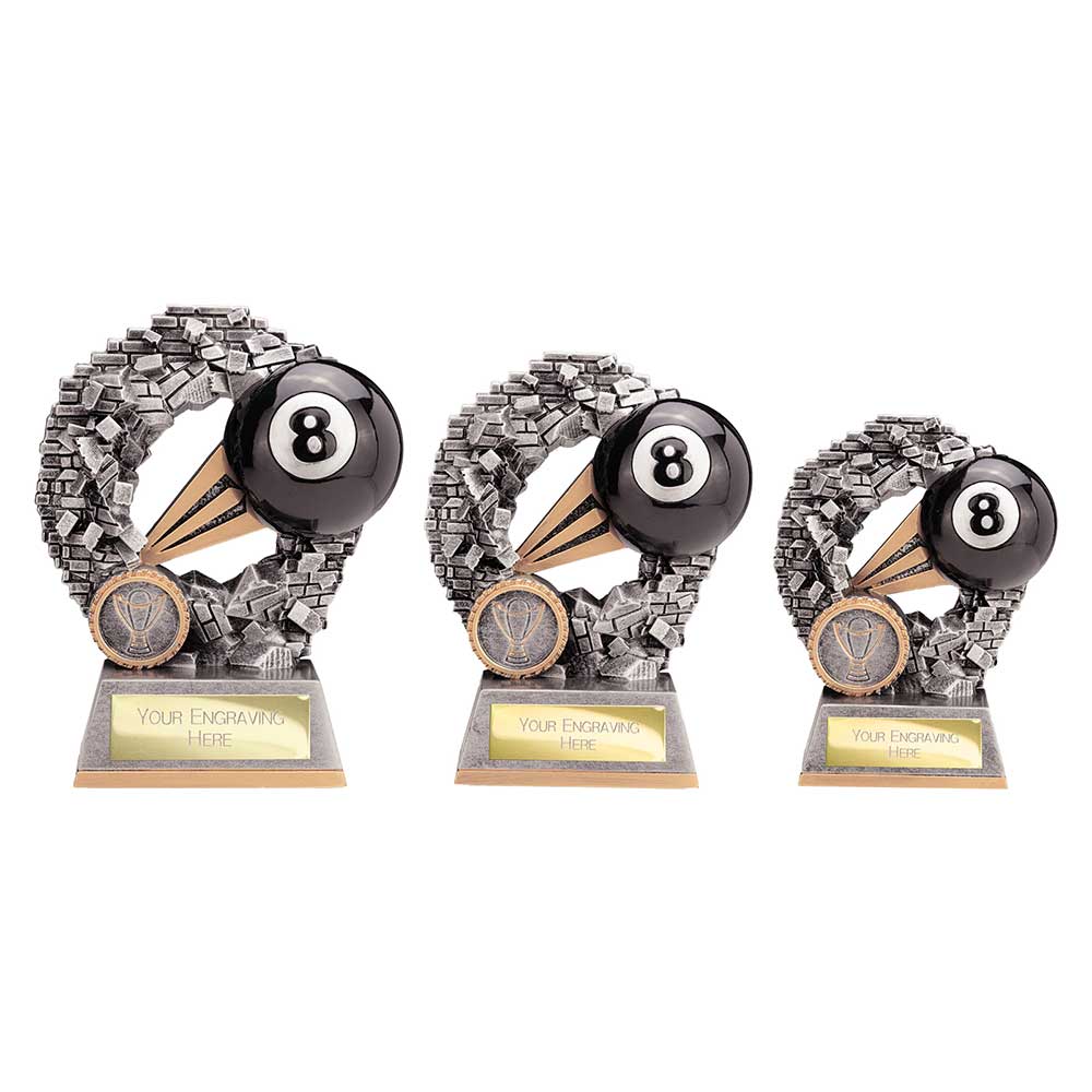 Blast Out Pool Award Antique Silver & Gold