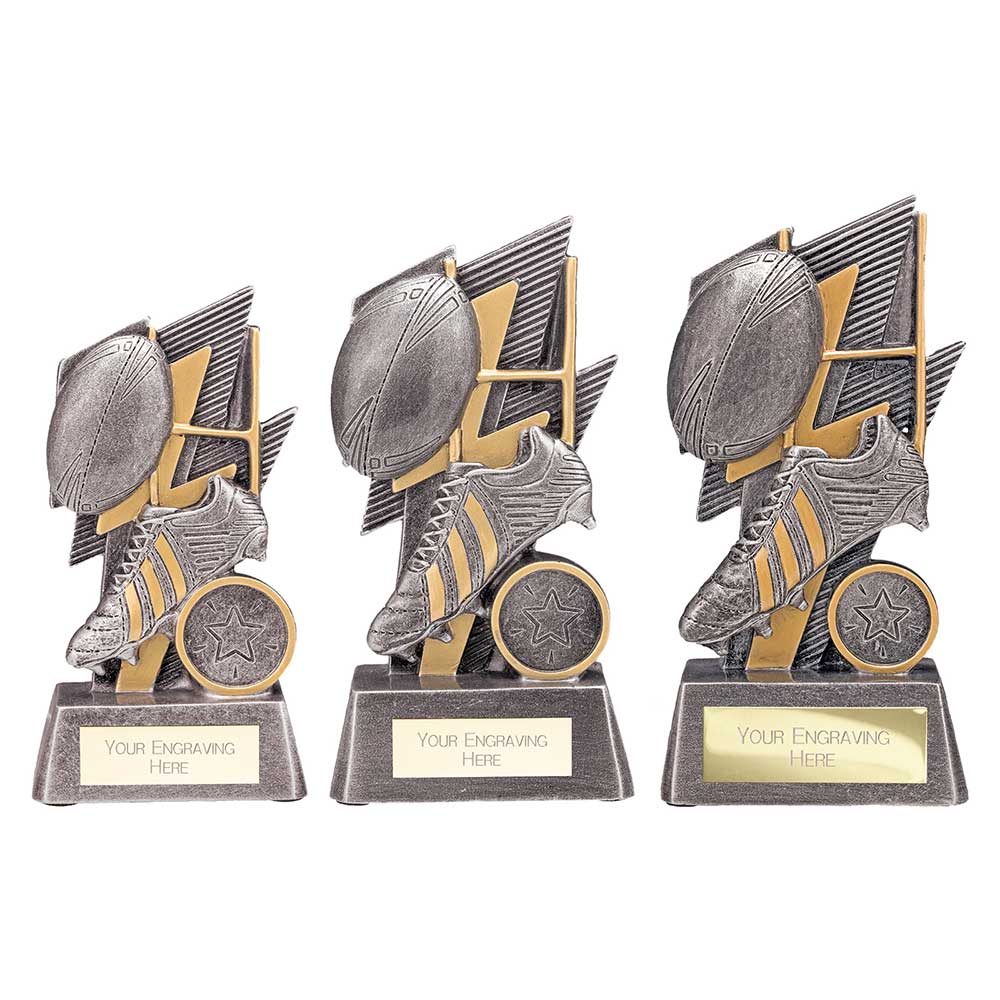 Strike Bolt Rugby Award Antique Silver & Gold