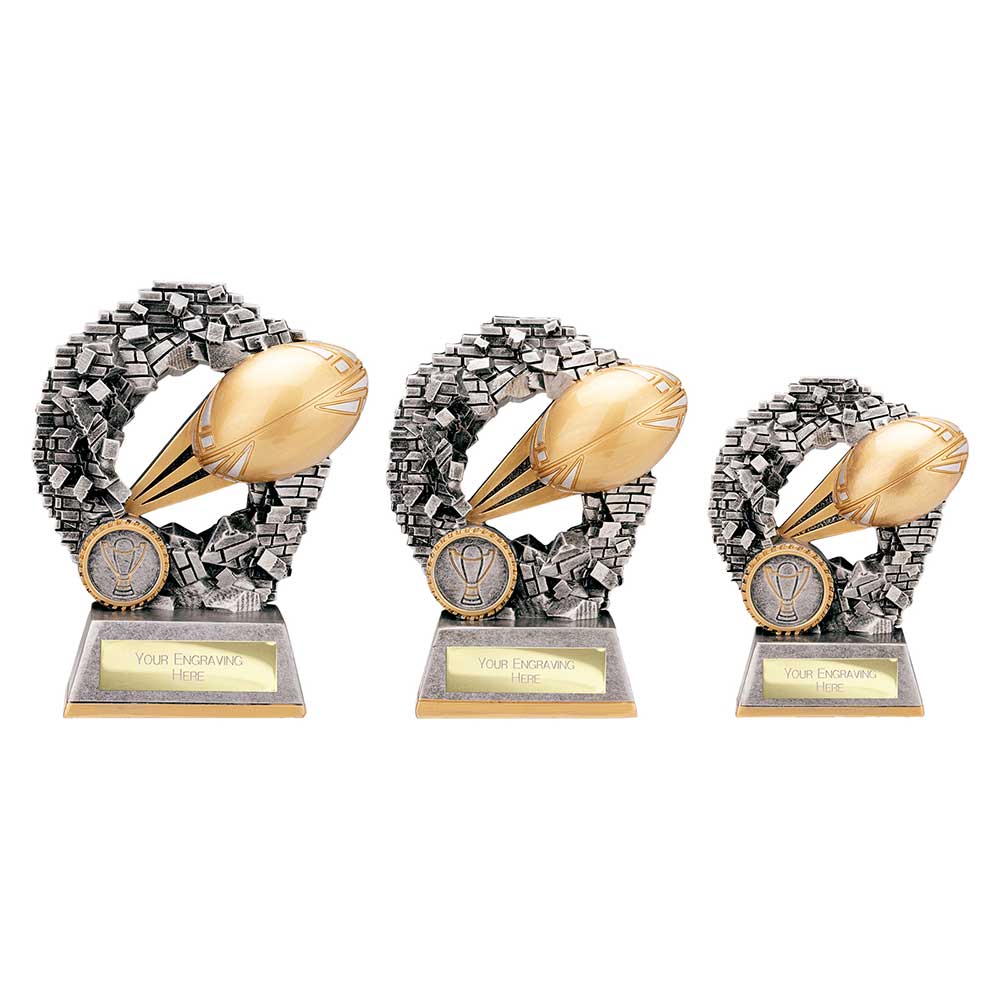 Blast Out Rugby Award Antique Silver & Gold
