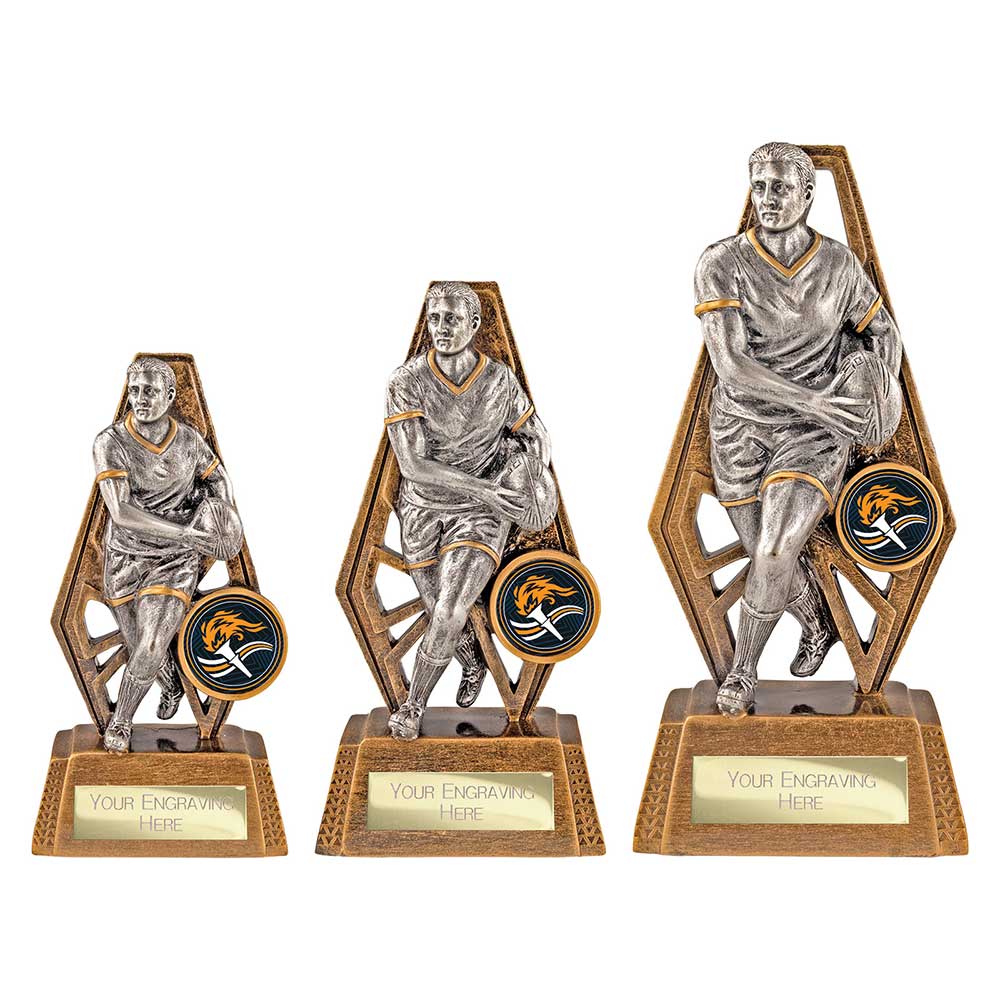 Immense Rugby Award Antique Gold & Silver
