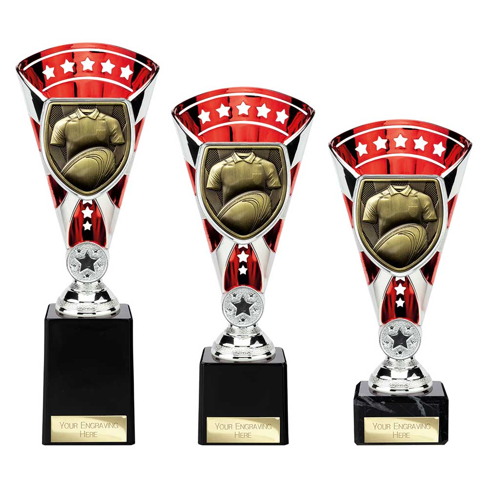 Cobra Star Cup Rugby Shirt & Ball Silver & Red
