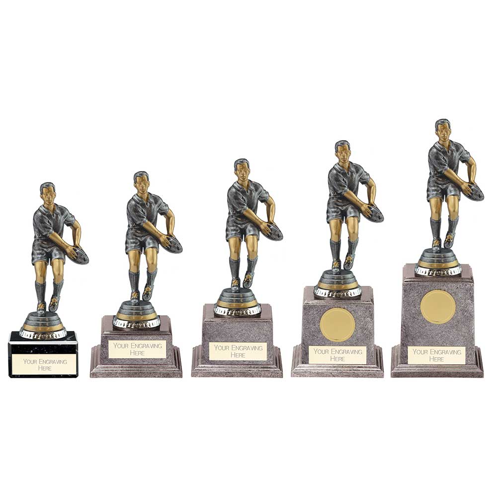Cyclone Rugby Player Male Antique Silver