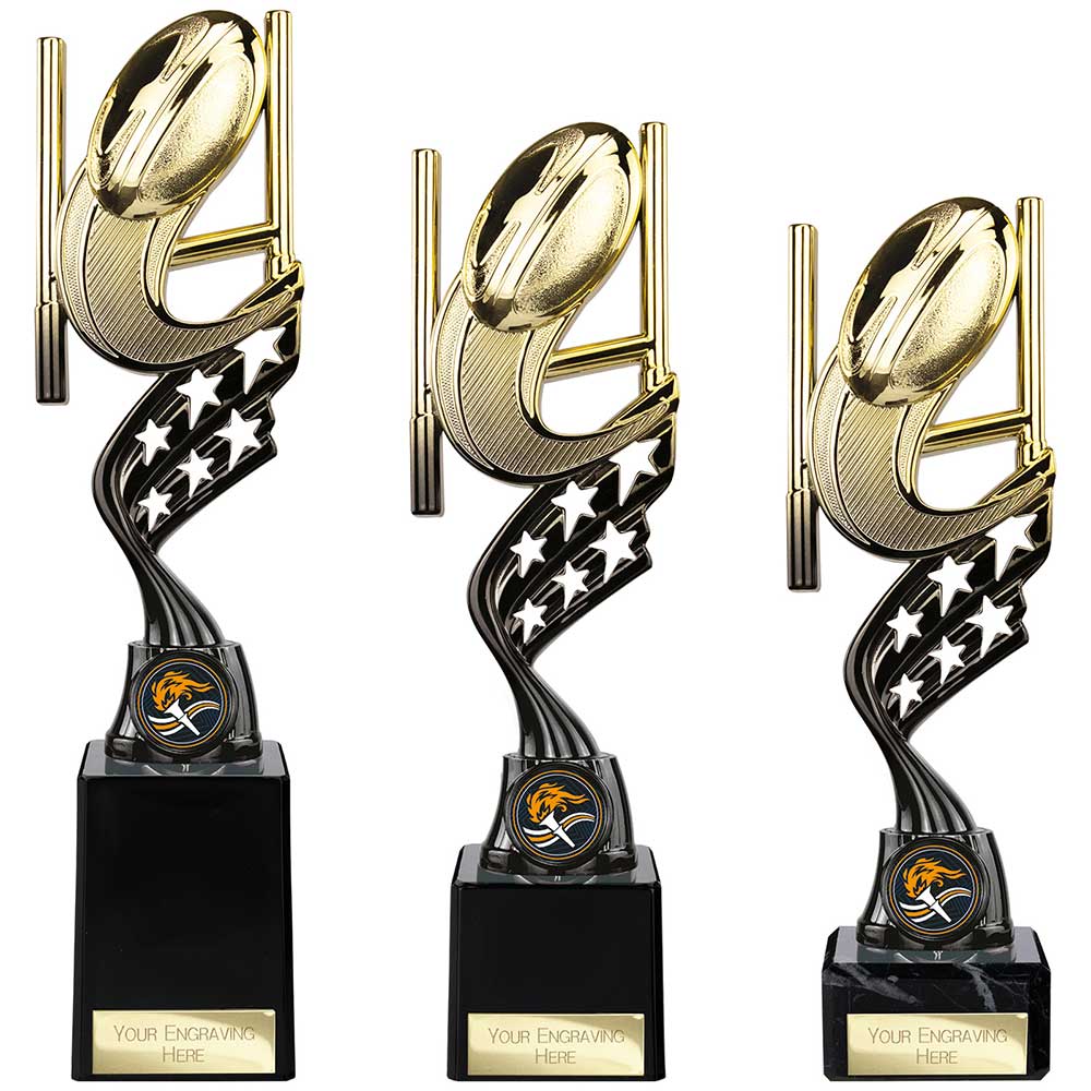 Innov8 Rugby Plastic Trophy Gold & Black