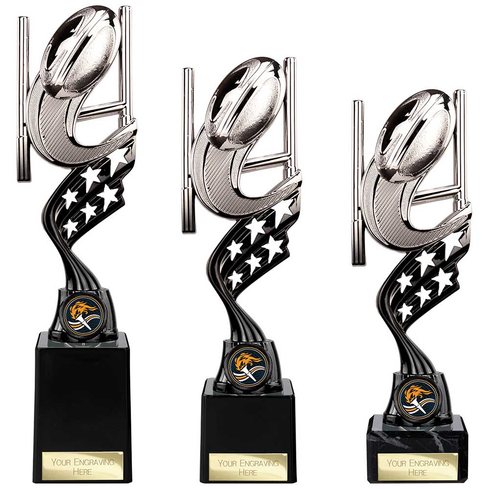 Innov8 Rugby Plastic Trophy Silver & Black
