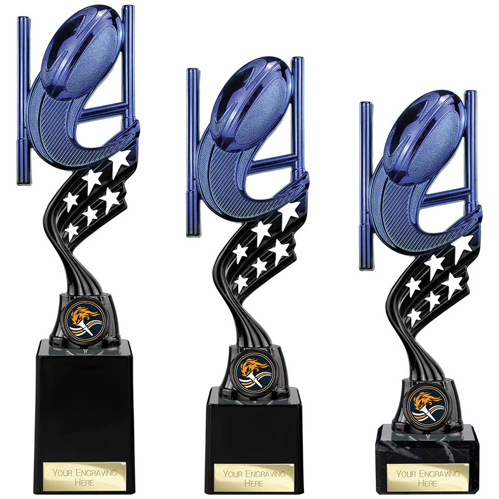 Innov8 Rugby Plastic Trophy Blue & Black
