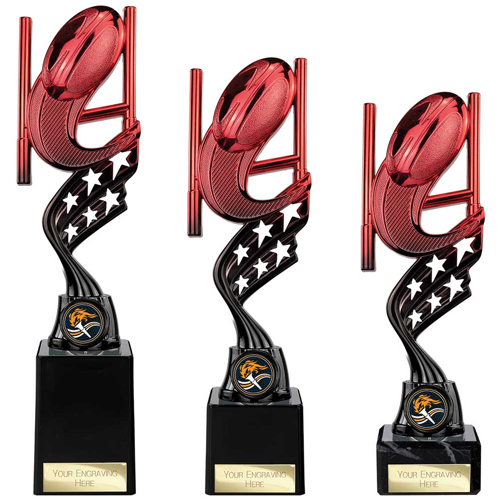 Innov8 Rugby Plastic Trophy Red & Black