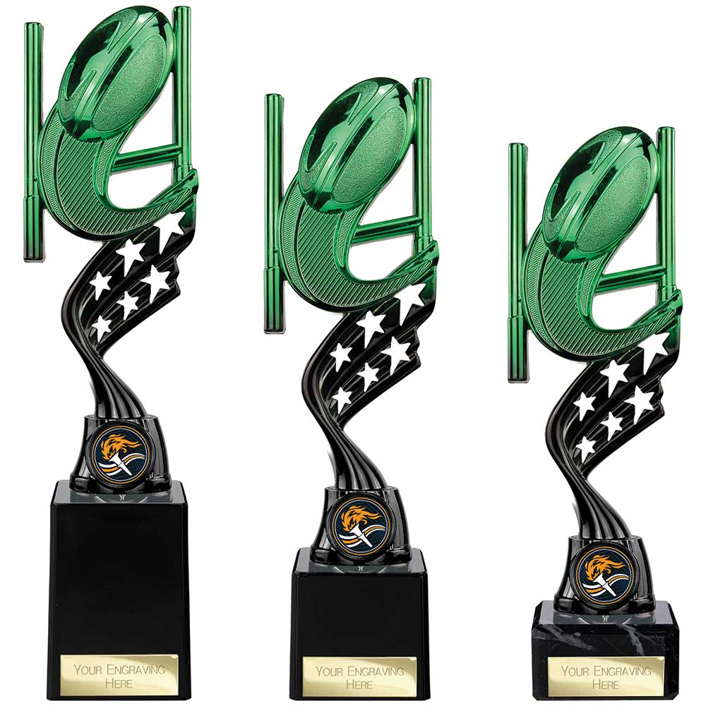 Innov8 Rugby Plastic Trophy Green & Black