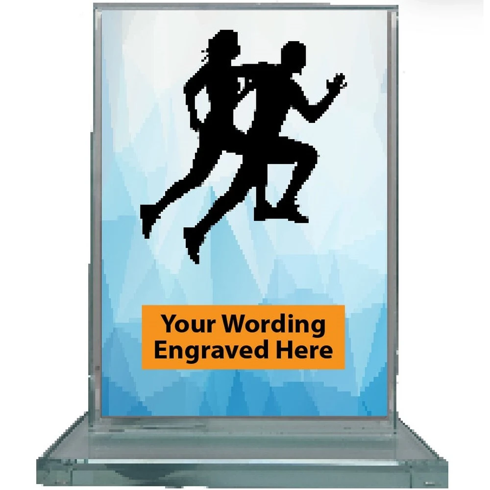Running Duo Glass Award - Blue