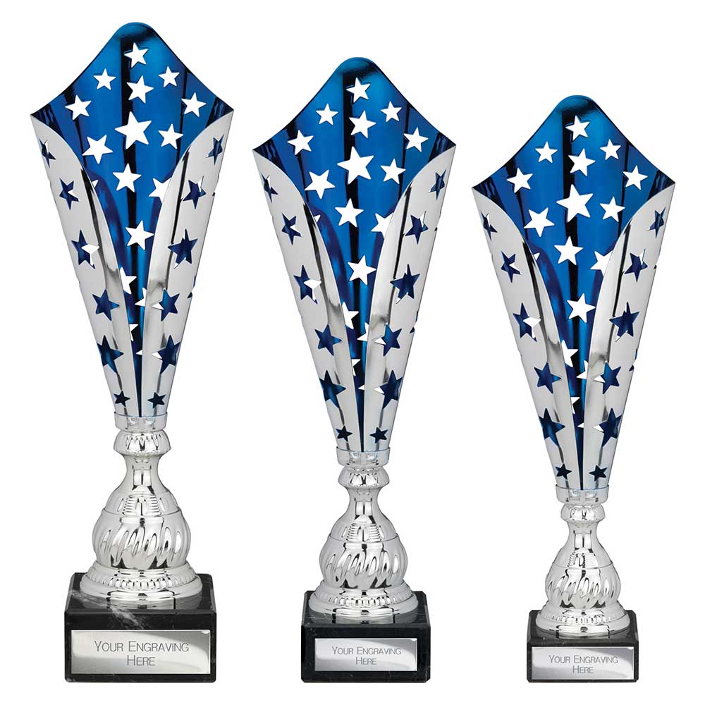 Galaxy Laser Trophy Silver & Blue